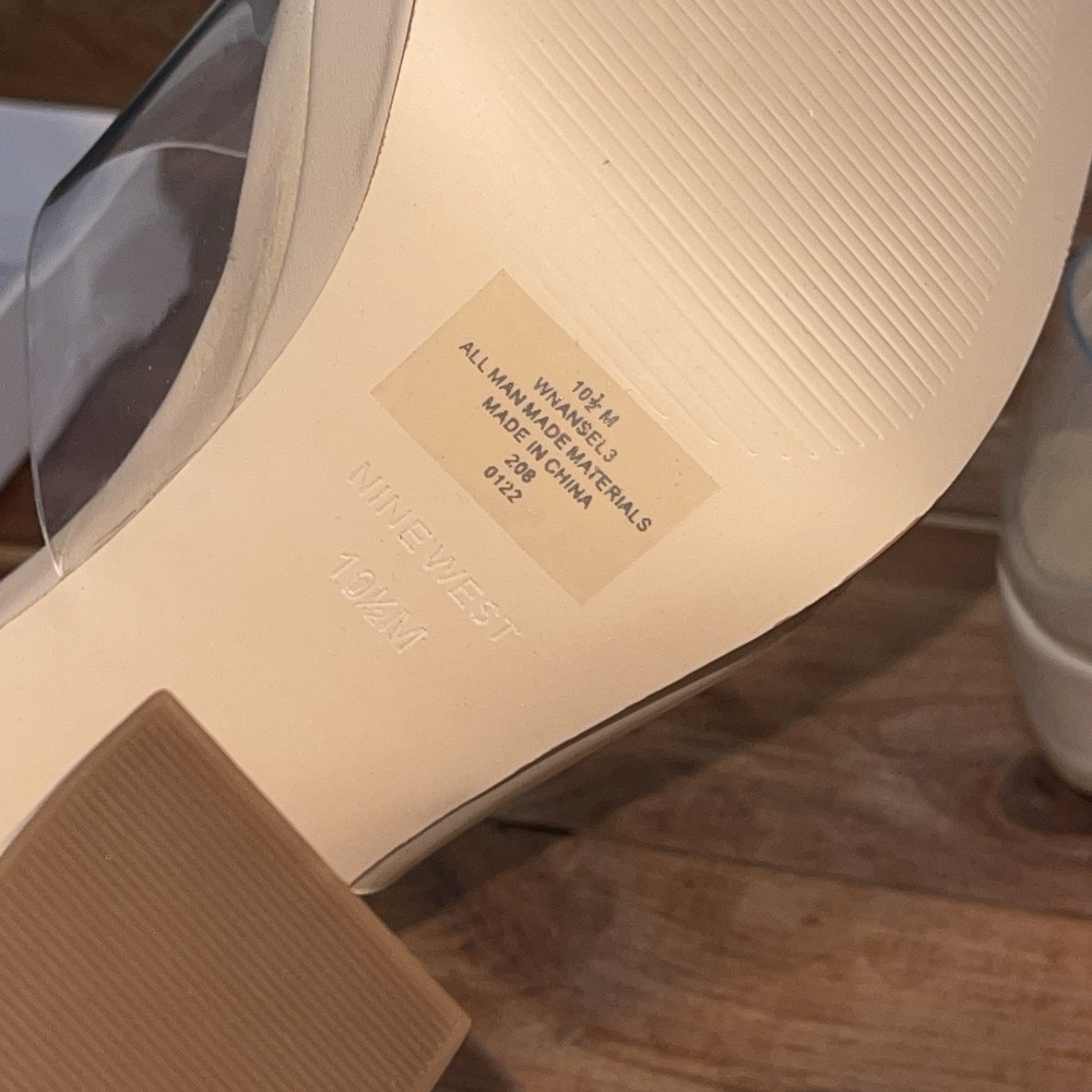 NIB Nine West PLATFORM Warm Blush Pink Ansel Faux Leather Clear Mules 10.5 - Picture 6 of 9